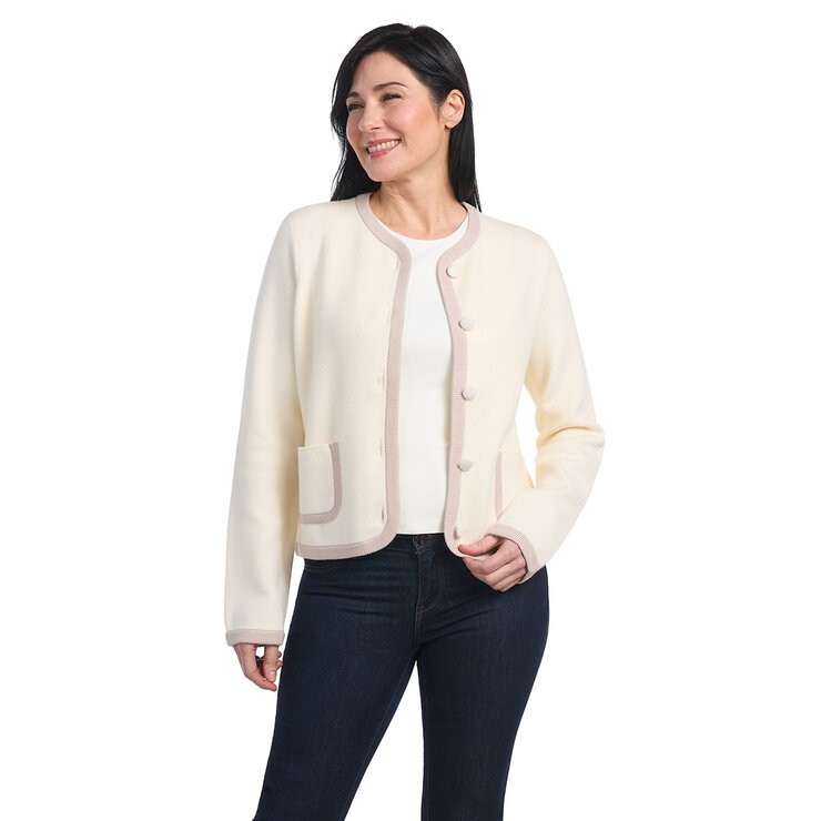 Dalia Ladies Contrast Trim Cardigan Dalia Ladies Contrast Trim Cardigan