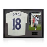 Jermain Defoe Signed Framed Spurs Football Shirt including 1 Photo in 2 Options: White or Black Mount