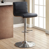 Bayside Furnishings Black Bonded Leather Gas Lift Bar Stool with Wooden Back