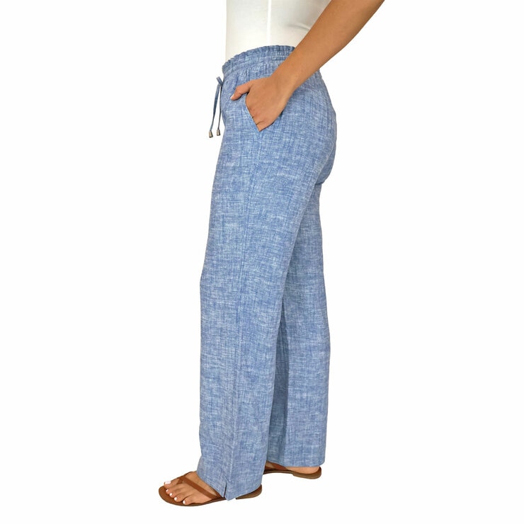 Briggs Ladies Linen Pant in Light Blue