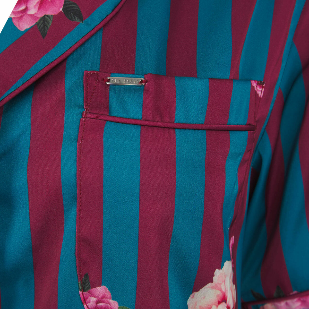 Ted Baker Ladies Satin 2 Piece PJ Set in Burgundy & Dark Blue