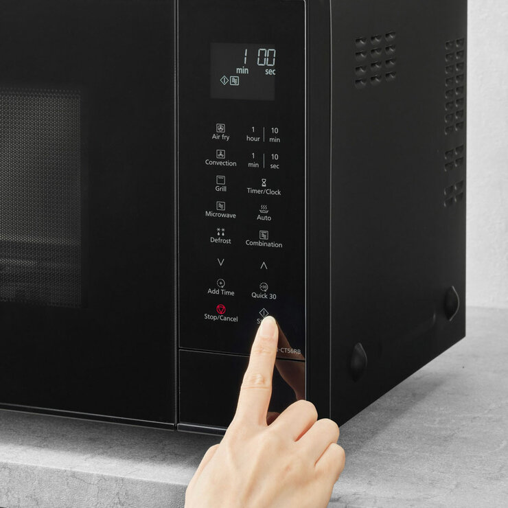 Close up of Panasonic 27L Combination Microwave's buttons