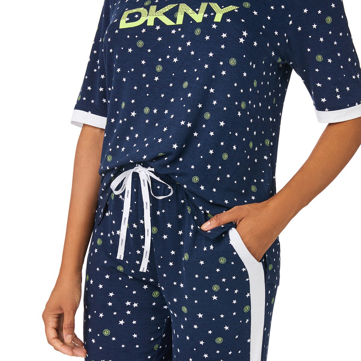 DKNY Ladies Short Sleeve Tee & Jogger Lounge Set in Navy