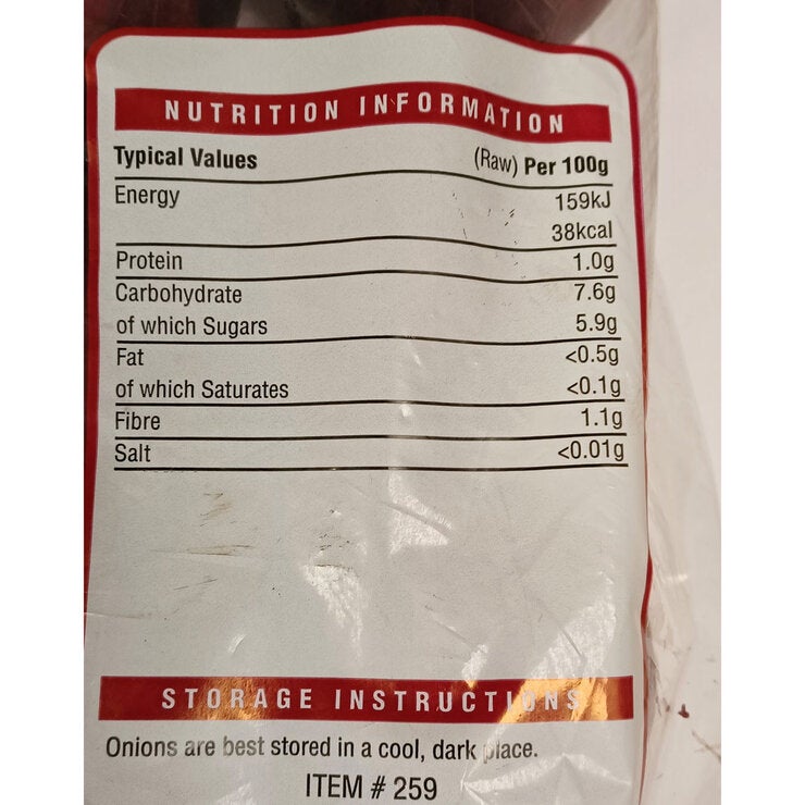 Nutritional Information for Red Onions Nutritional Information for Red Onions