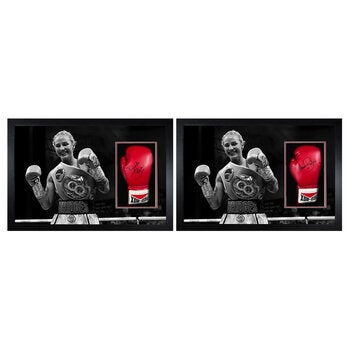 Ebanie Bridges Signed Framed Boxing Glove in 2 Options: Signed "Blonde Bomber" or "Ebanie Bridges"