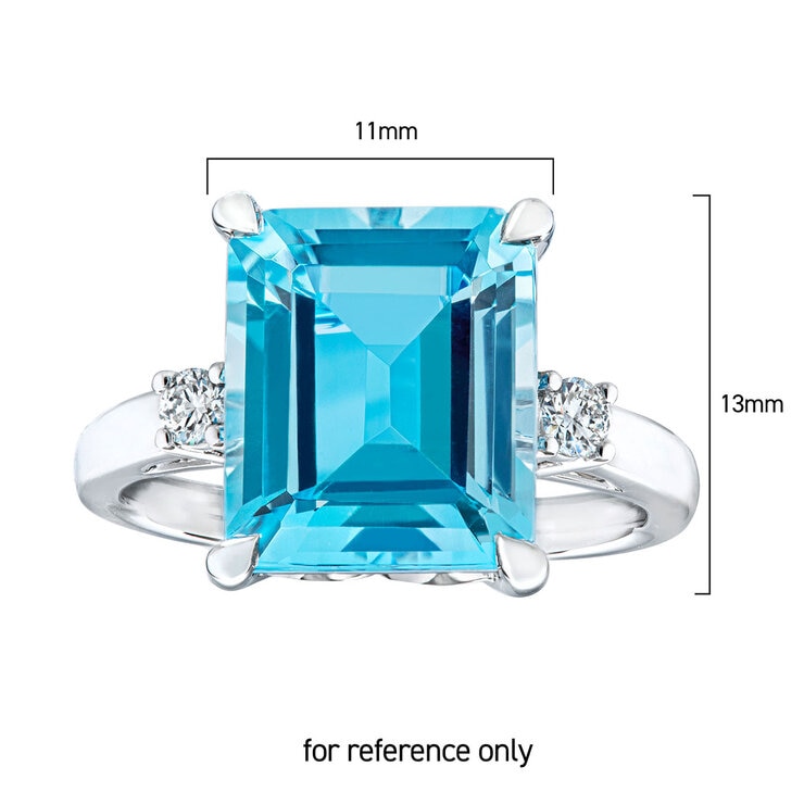 Blue Topaz and Diamond 14kt White Gold Ring
