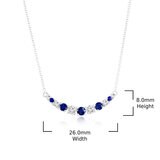 Round Cut Blue Sapphire & 0.37ctw Diamond Necklace, 18ct White Gold