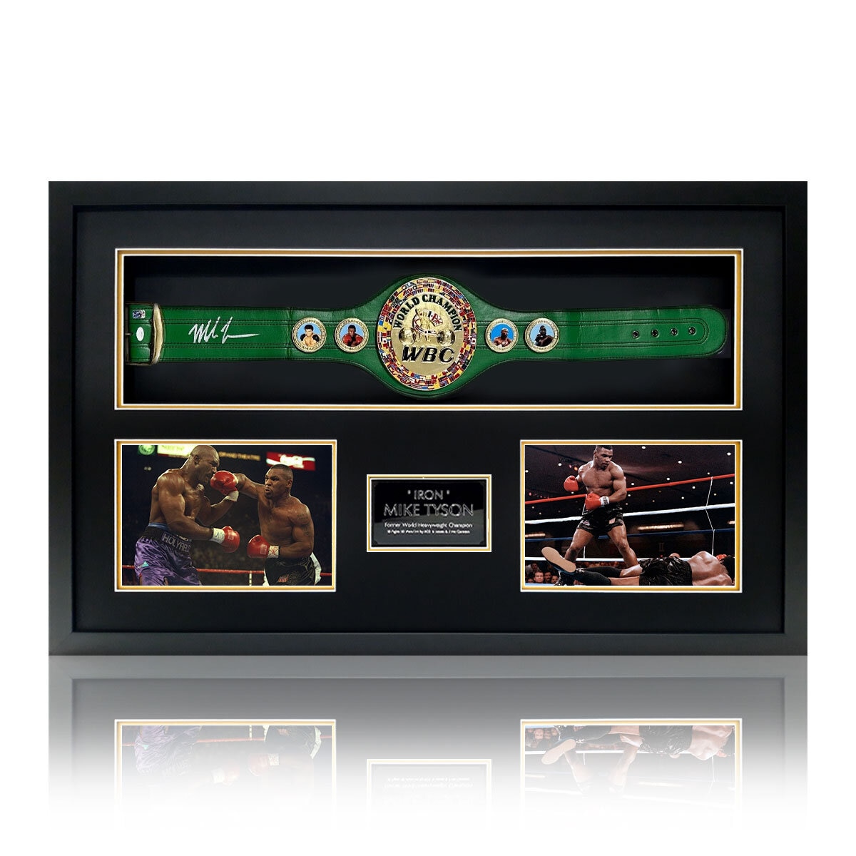Mike Tyson Signed WBC Framed Belt, including 2 Photos