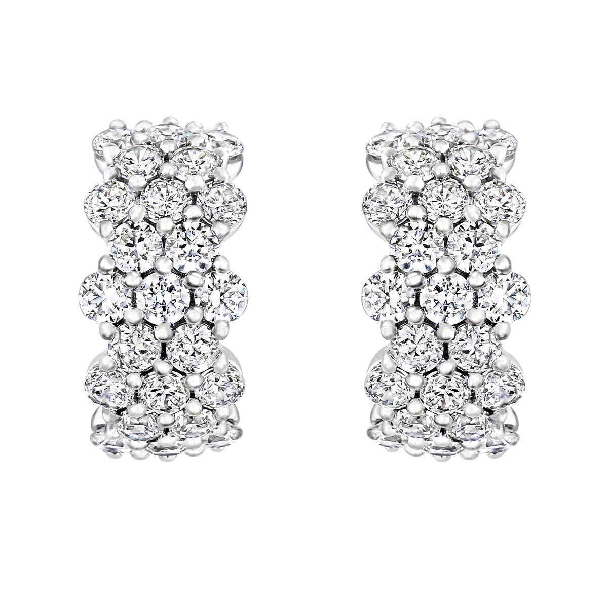 2.87ctw Round Brilliant Cut Diamond Hoop Earrings, 18ct White Gold