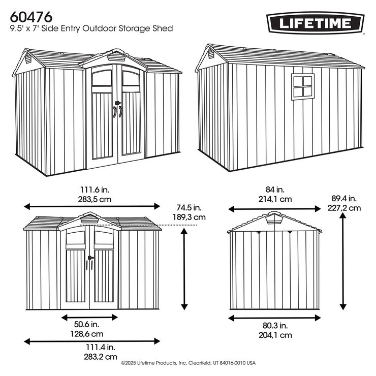 Lifetime 9ft 4" x 7ft (2.84 x 2.14m) Storage Shed - Model 60476
