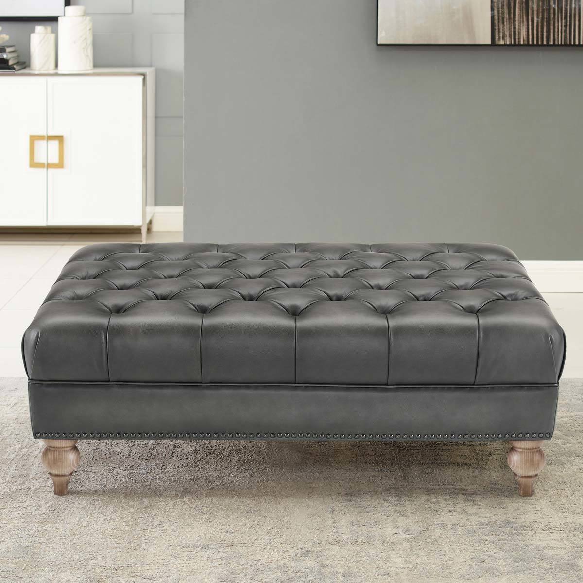 Grey chesterfield ottoman deals