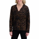 DKNY Ladies Leopard Print Cardigan in Black