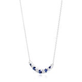 Round Cut Blue Sapphire & 0.37ctw Diamond Necklace, 14ct White Gold