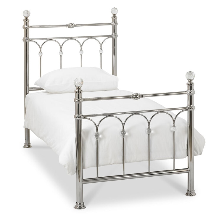 Bentley Cristina Shiny Nickel Finish Metal Bed Frame, Single Costco UK