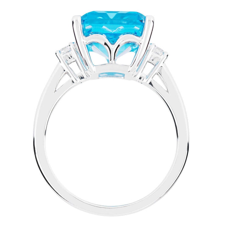 Blue Topaz and Diamond 14kt White Gold Ring
