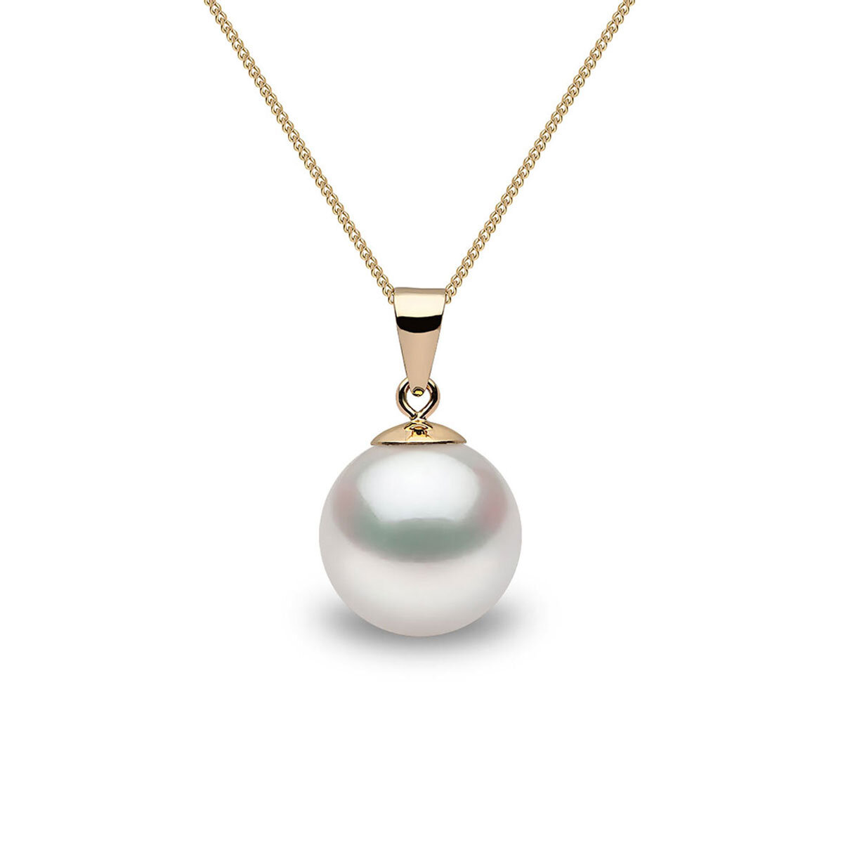 10-10.5mm Cultured Freshwater White Pearl Pendant, 18ct Yellow Gold