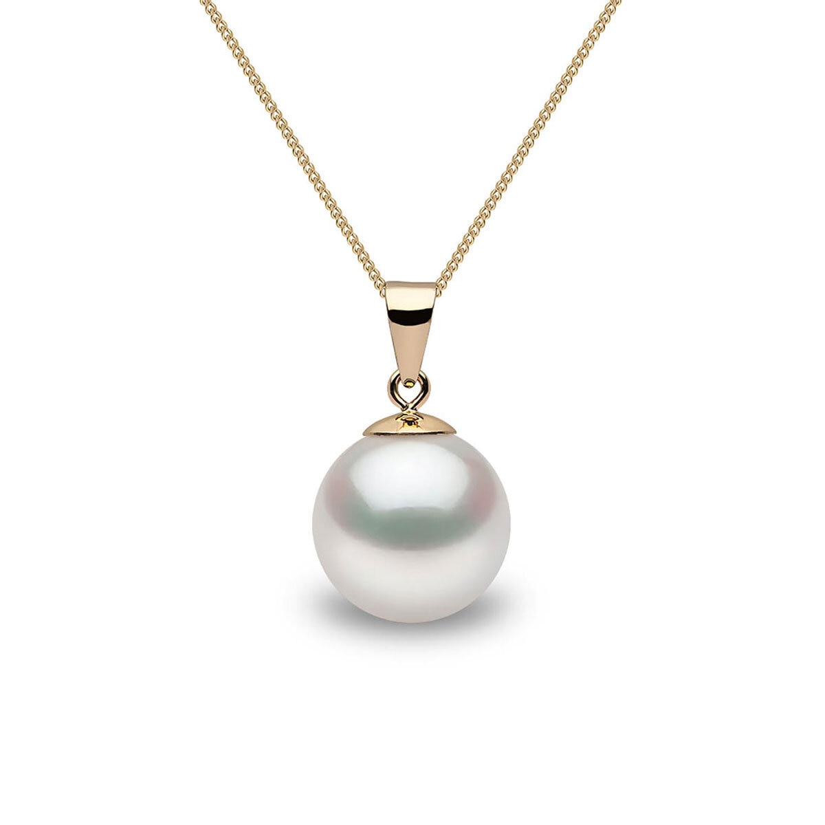 10-10.5mm Cultured Freshwater White Pearl Pendant, 18ct Yellow Gold