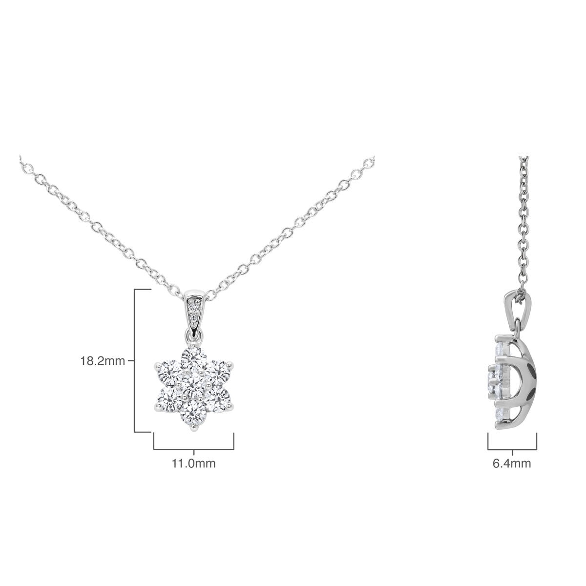 1.00ctw Round Brilliant Cut Diamond Daisy Pendant, 18ct White Gold