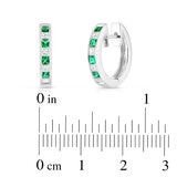 Princess Cut Lab Emerald & 0.32ctw Diamond Hoop Earrings, 14ct White Gold