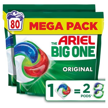 Ariel The Big One Laundry Liquid Pods Original, 80 Wash