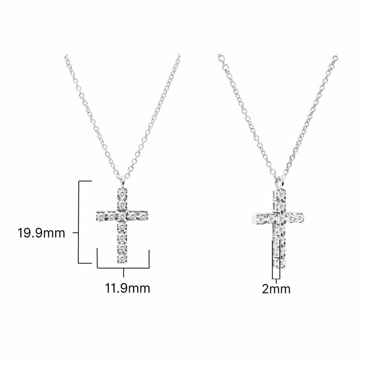 0.16ctw Round Brilliant Cut Diamond Cross Pendant, 18ct White Gold