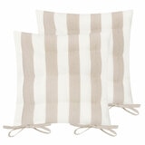 Yard Hayle Beige Striped Indoor Outdoor Seat Pad 2 Pack, 40 x 40 cm