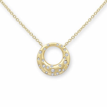 0.15ctw Round Brilliant Cut Diamond Circle Necklace, 14ct Yellow Gold