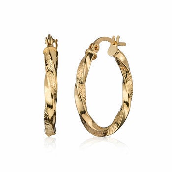 14ct Yellow Gold Twist Hoop Earrings
