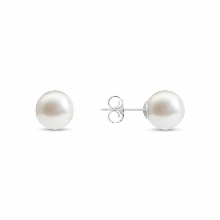 8.5-9mm Akoya White Pearl Earrings, 14ct White Gold 8.5-9mm Akoya White Pearl Earrings, 14ct White Gold