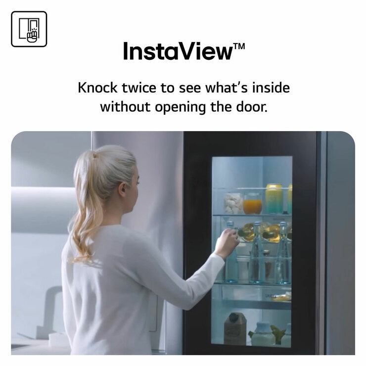 LG GSXE81PYBD Side by Side Fridge Freezer with InstaView, D Rated in Silver