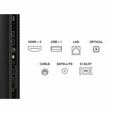 Connectivity ports available are HDMI, USB, LAN, OPTICAL, CABLE, SATELLITE, CI SLOT
