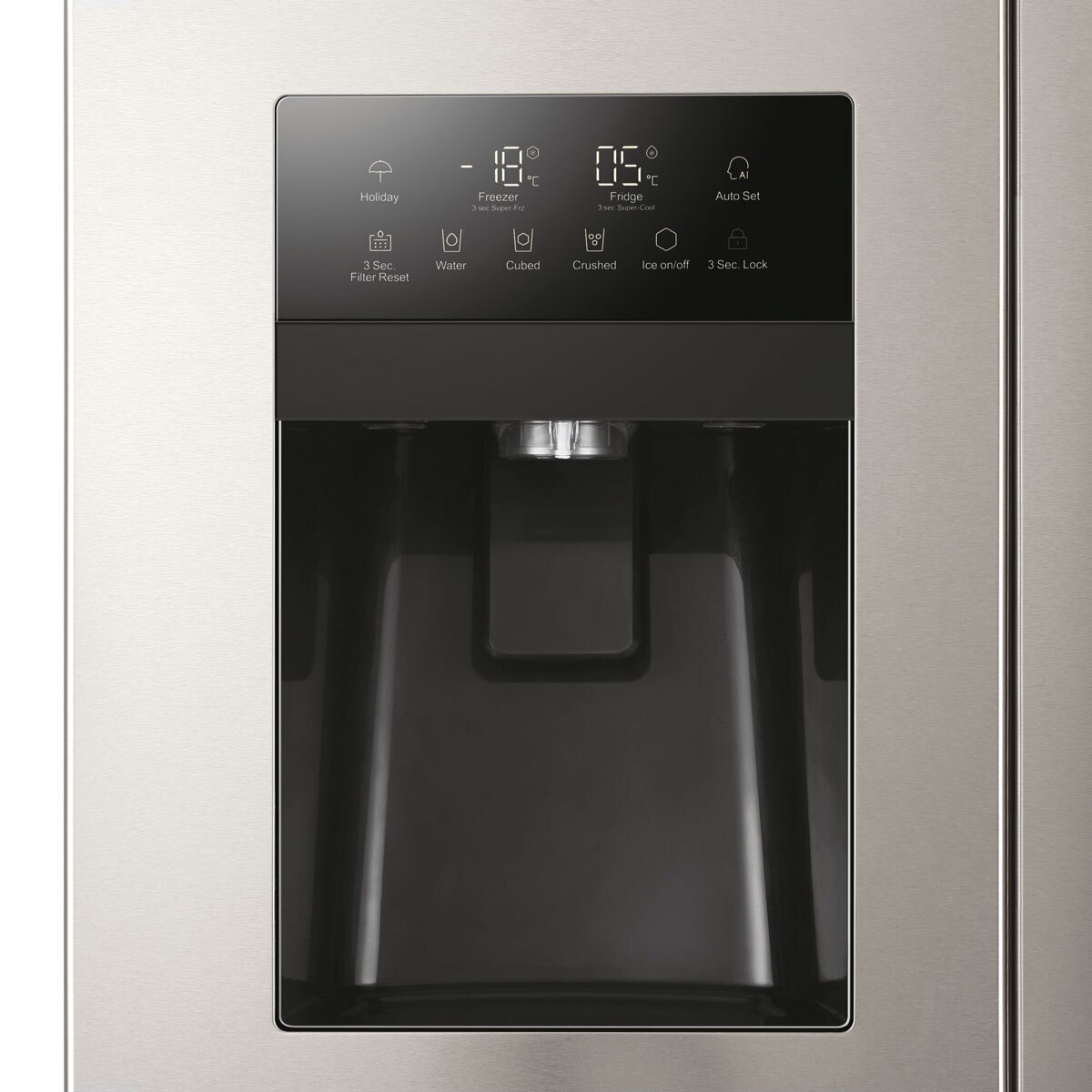 Haier HSR3918FIMP, Side by Side Fridge Freezer, F Rated in Silver