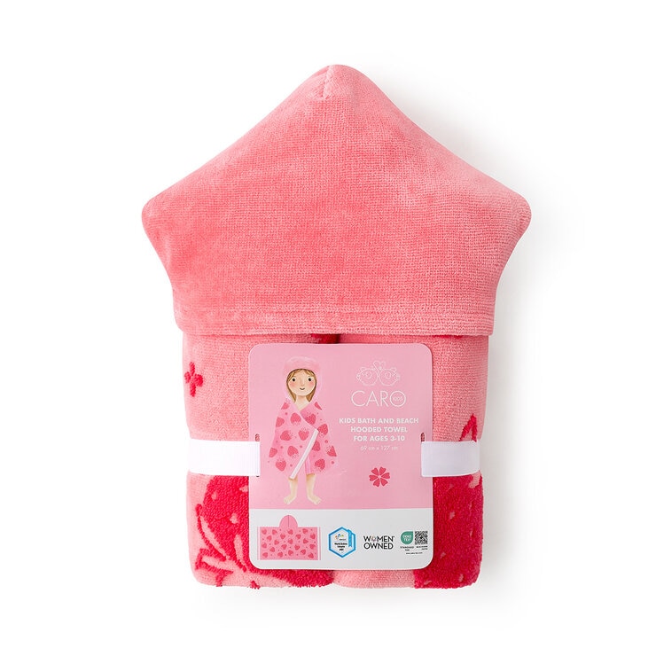 Caro Home Kids Bath & Beach Pink Strawberry Hooded Towel