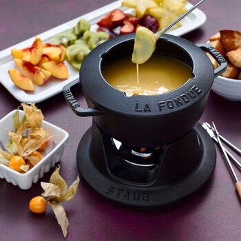 Staub Cast Iron Fondue Set in Black Staub Cast Iron Fondue Set in Black
