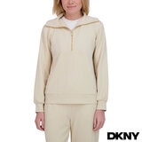 DKNY Ladies Waffle Knit 1/2 Zip in Cream