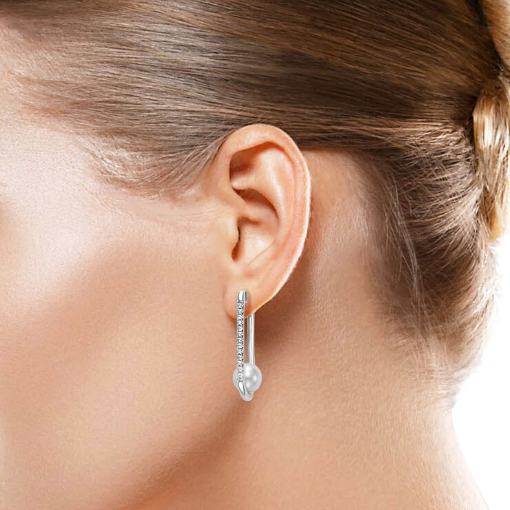 7-7.5mm Freshwater Pearl & 0.20ctw Diamond Earring 7-7.5mm Freshwater Pearl & 0.20ctw Diamond Earring