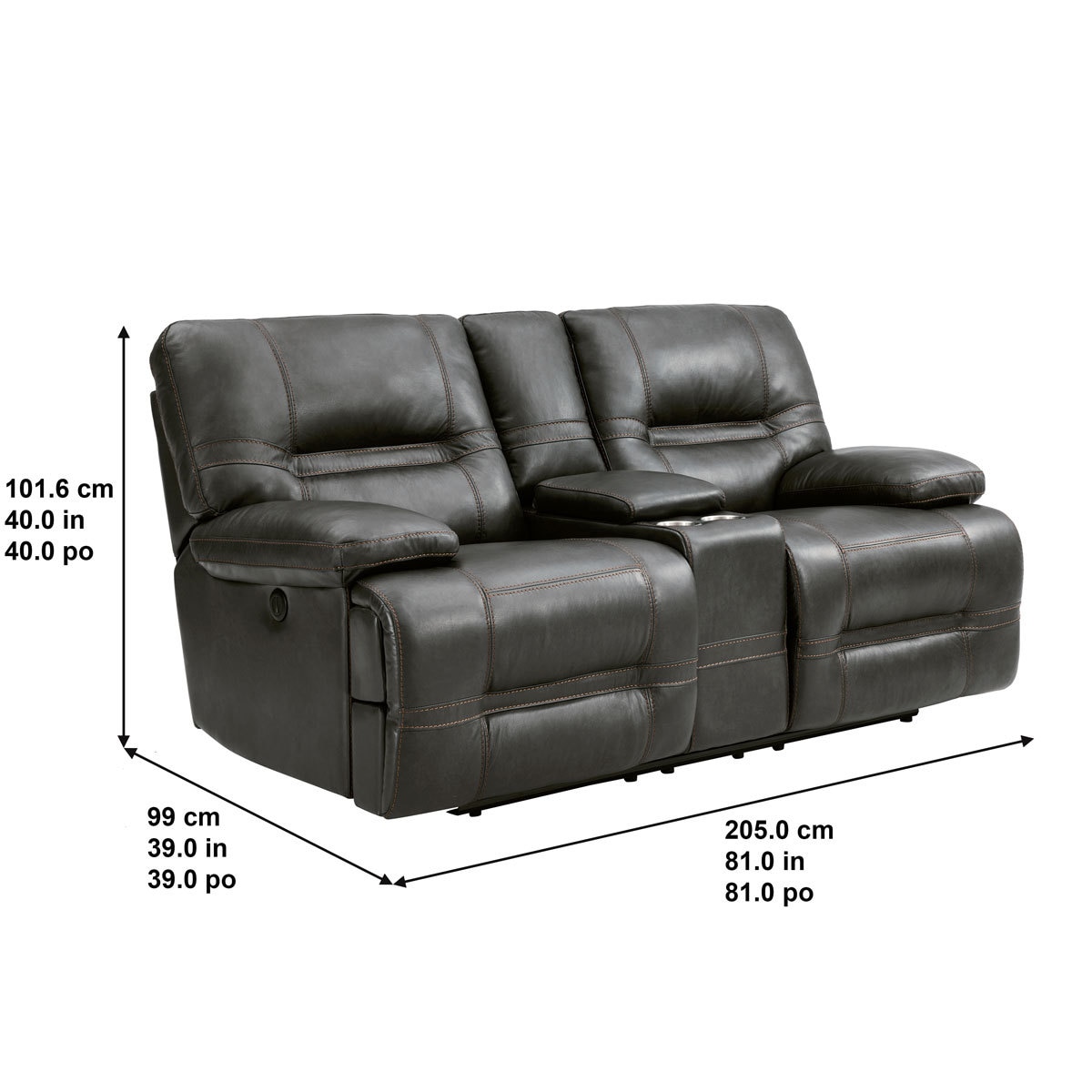 Pulaski Tessa 2 Seater Grey Leather Power Recliner Sofa Costco UK