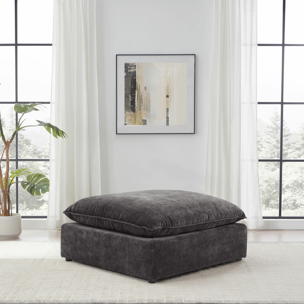 Aiden & Ivy Sereen Dark Grey Fabric Ottoman Aiden & Ivy Sereen Dark Grey Fabric Ottoman