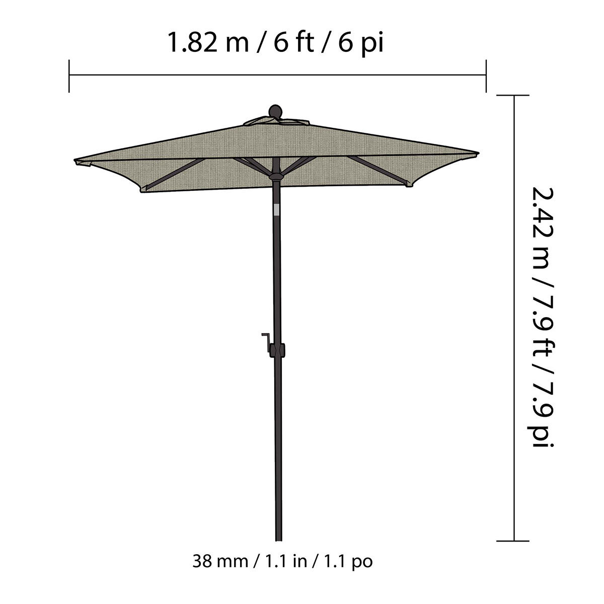 Seasons Sentry 6 x 6ft Square Market Umbrella in Dove
