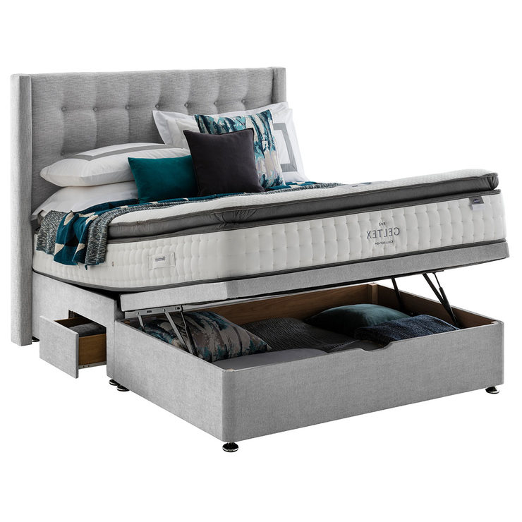 Silentnight Ottoman Divan Base with Bloomsbury Headboard in Slate Grey