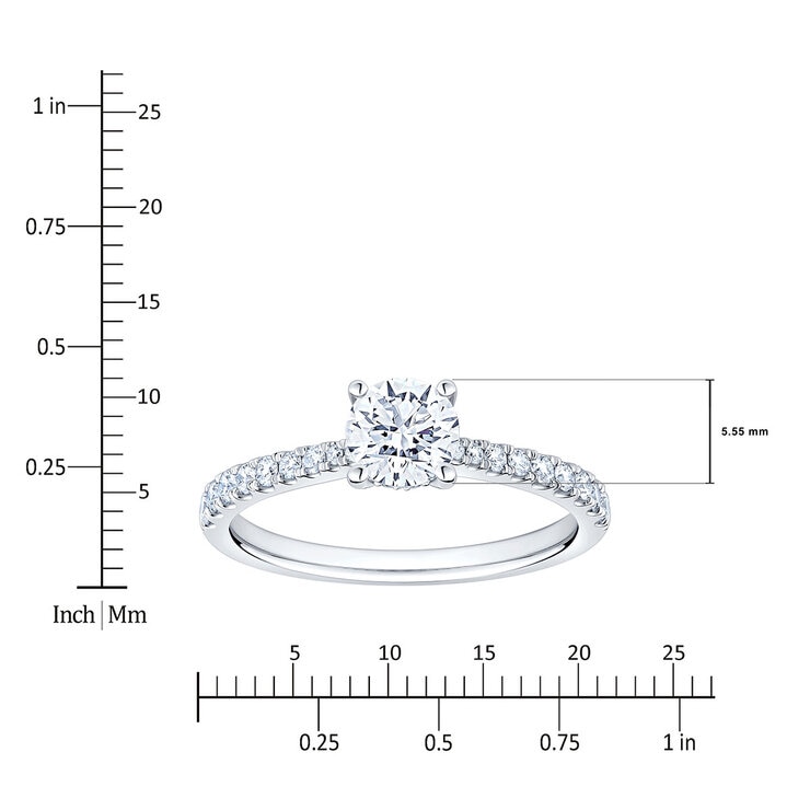 1.00ctw Round Brilliant Cut Diamond Ring, Platinum
