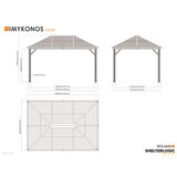 Sojag Mykonos 12ft x 16ft (3.53 x 4.74m) Aluminium Frame Sun Shelter with Galvanised Steel Roof + Insect Netting