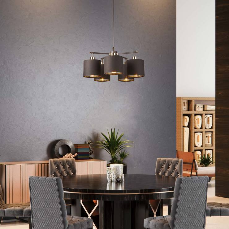 Elstead Balance 5 Light Chandelier Ceiling Light in Brown with Polished