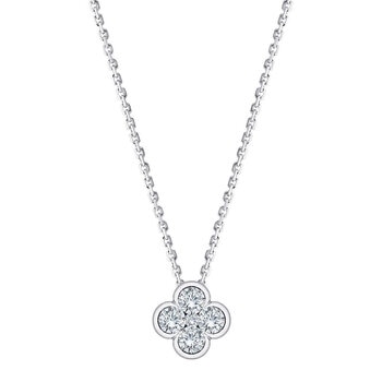 0.50ctw Round Brilliant Cut Diamond Clover Pendant, 14ct White Gold