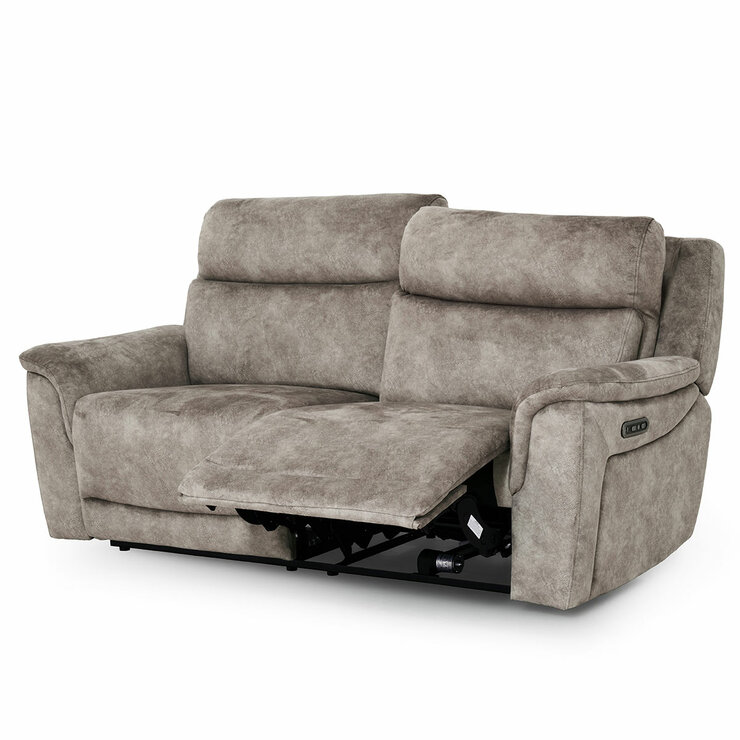 Oscar Grey Fabric Power Reclining Large 2 Seater Sofa with Power Headrest