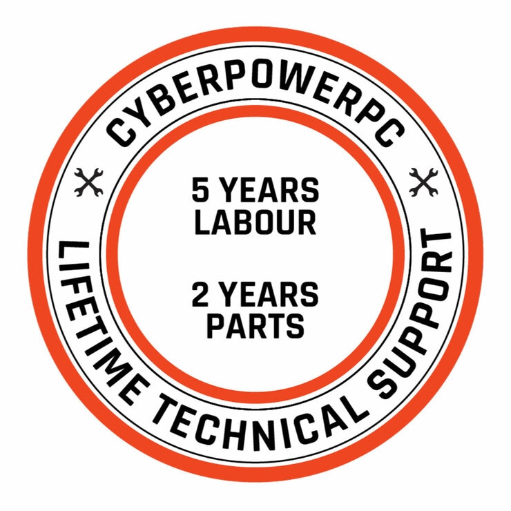CyberPower PC, Lifetime Technical Support, 5 Years Labour, 2 Years Part
