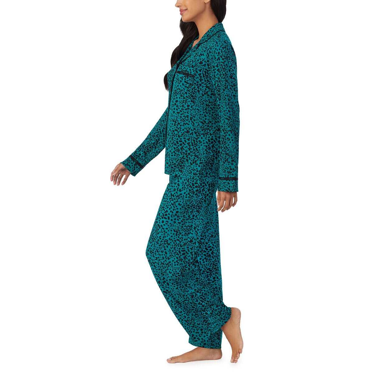 DKNY Notch Collar Pyjama Set in Green Costco UK