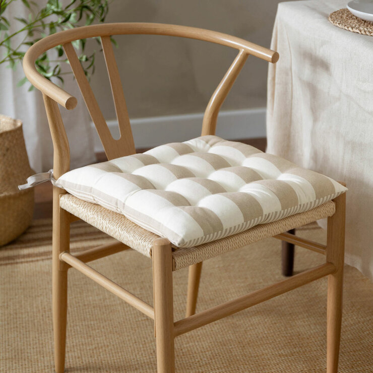 Hayle 2 Pack Striped Cotton Seat Pad Cushion
