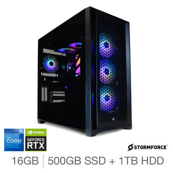 Stormforce, Intel Core i7, 16GB RAM, 500GB SSD + 1TB HDD, NVIDIA GeForce RTX 3070, Gaming Desktop PC