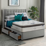 Silentnight 4 Drawer Divan Base with Bloomsbury Headboard in 4 Colours & 3 Sizes
